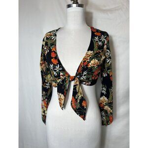 Vintage A’gaci Floral Wrap Crop Top Women’s Size  Small